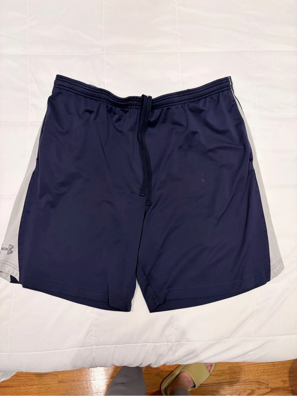 Under Armour Men's Navy Athletic Shorts with Gray Side Panels